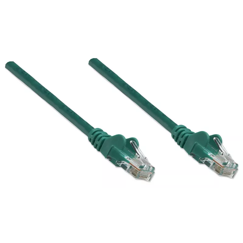 Intellinet võrgukaabel, Cat5e, 10m, roheline, CCA, U/UTP, PVC, RJ45, kullatud kontaktid, takerdumisvastane, kaitsemuhv, eluaegne garantii