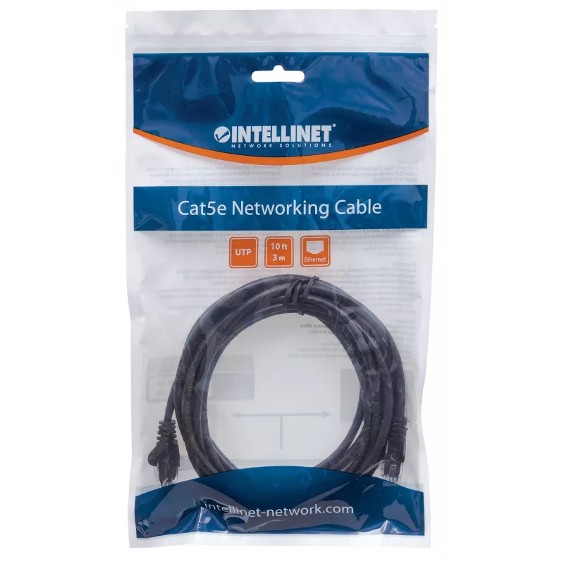 Intellineti võrgukaabel, Cat6, 15 m, must, CCA, U/UTP, PVC, RJ45, kullatud kontaktid, takerdumisvastane, kaitsemuhviga, eluaegne garantii