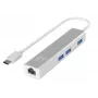 LevelOne Gigabit USB-C võrguadapter koos USB-jaoturiga, juhtmega, USB USB-C, Ethernet, 1000 Mbit/s, hõbedane