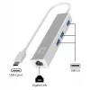 LevelOne Gigabit USB-C võrguadapter koos USB-jaoturiga, juhtmega, USB USB-C, Ethernet, 1000 Mbit/s, hõbedane