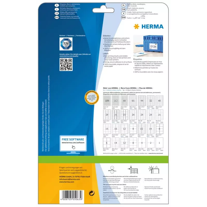 Isekleepuv printerisilt HERMA Labels Premium A4 105x148 mm