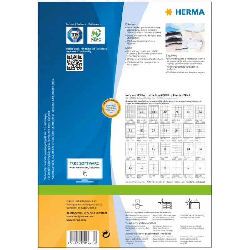 Isekleepuv printerisilt HERMA Labels Premium A4 48,3x16,9 mm