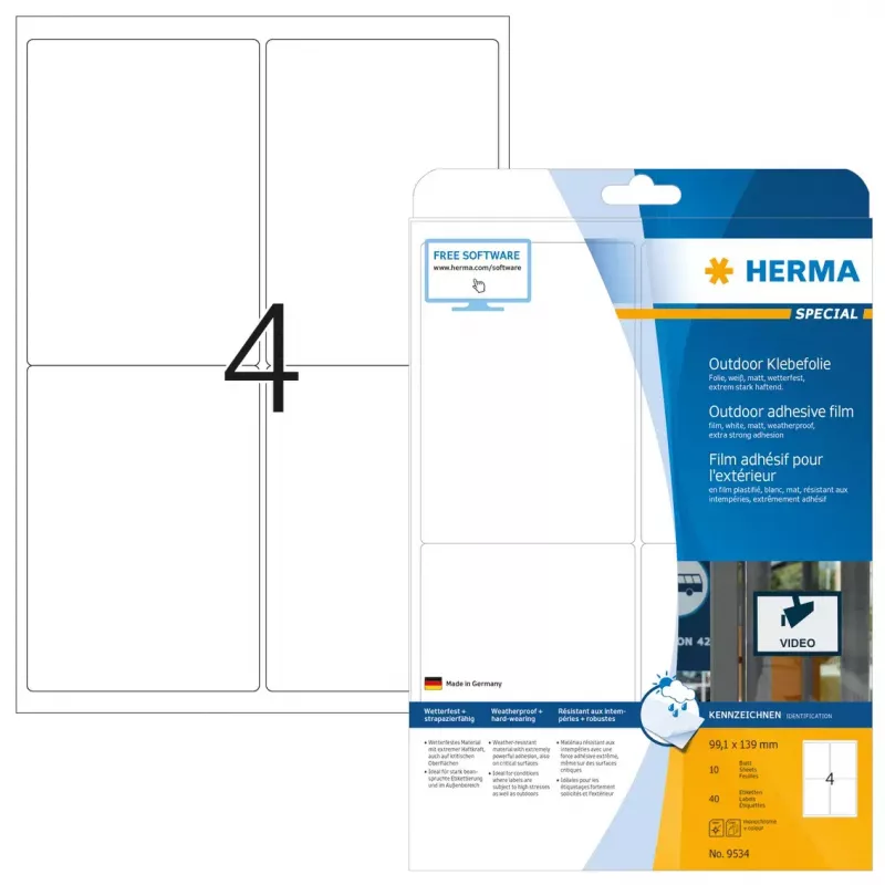 Isekleepuv printerisilt HERMA 9534 A4 välikile 99,1x139 mm