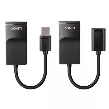 Lindy 60m USB 1.1 Cat.6 pikendaja Basic, võrgusaatja ja -vastuvõtja, 60 m, 12 Mbit/s, Cat5e, Cat6, must, plastik