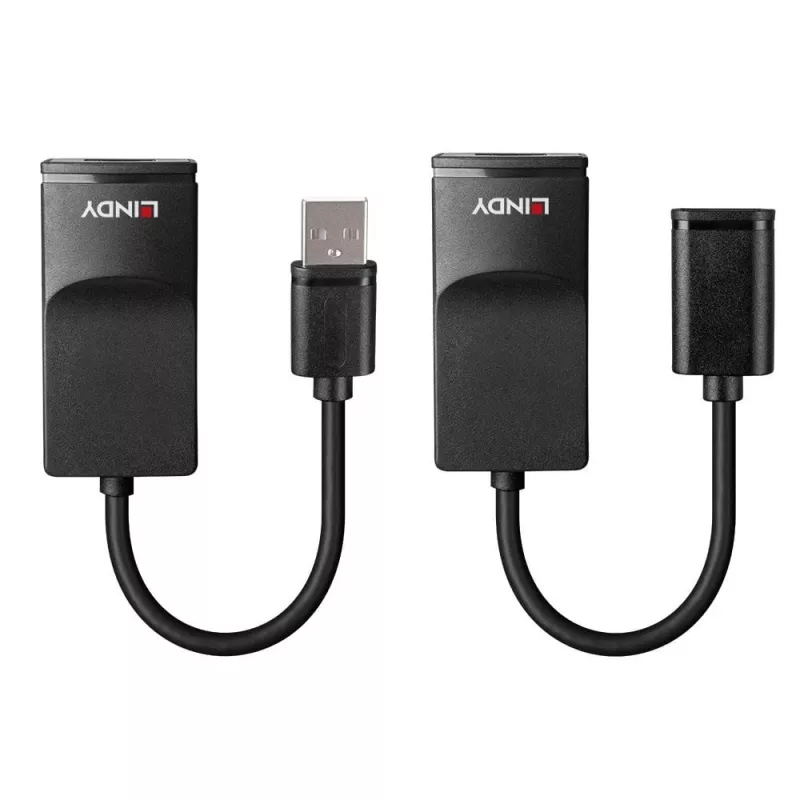Lindy 60m USB 1.1 Cat.6 pikendaja Basic, võrgusaatja ja -vastuvõtja, 60 m, 12 Mbit/s, Cat5e, Cat6, must, plastik