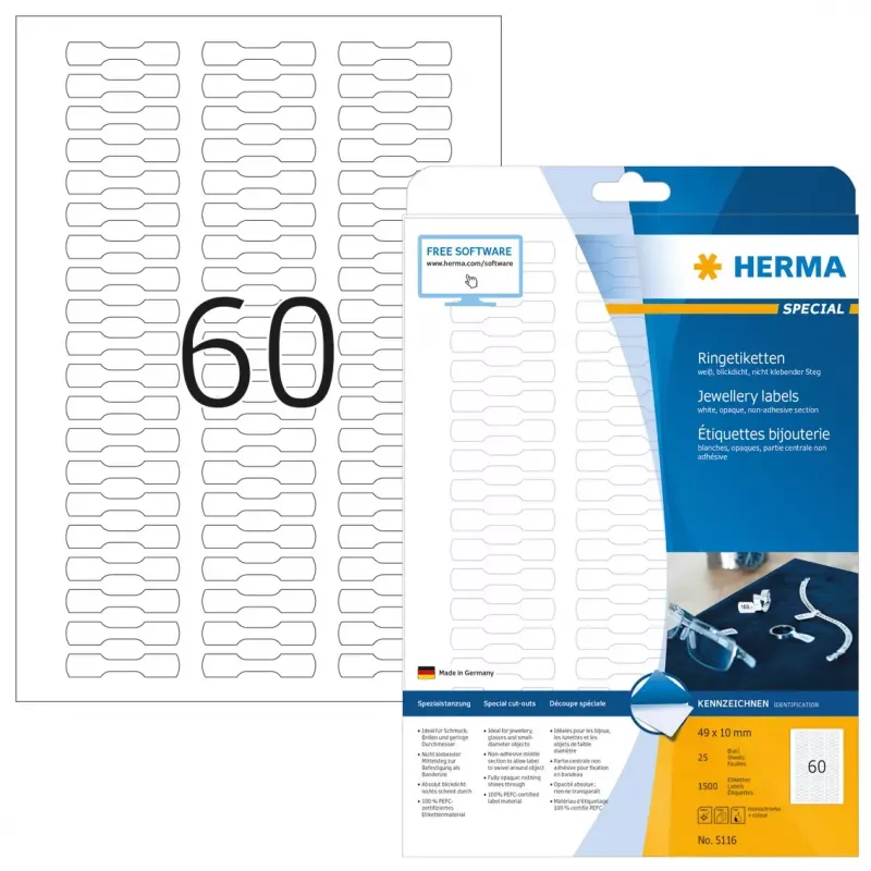 Isekleepuv printerisilt HERMA 5116 A4 49x10 mm 1500 tk