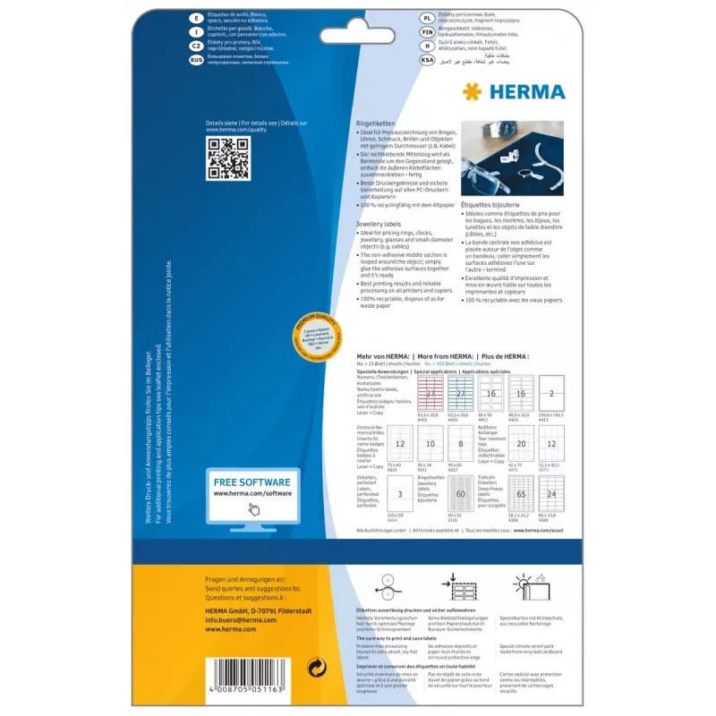 Isekleepuv printerisilt HERMA 5116 A4 49x10 mm 1500 tk