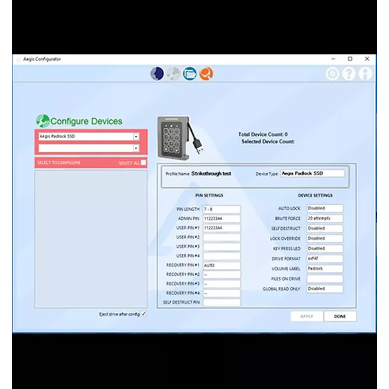 USB-jaotur Apricorn Aegis Configurator AP-CONFIG-KIT-EMEA