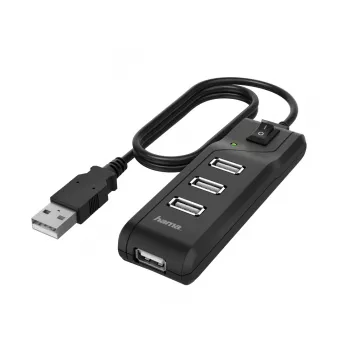 Hama 00200118 liidese jaotur USB 2.0 480 Mbit/s Must