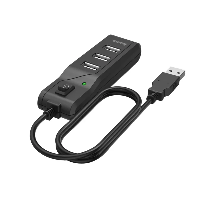 Hama 00200118 liidese jaotur USB 2.0 480 Mbit/s Must