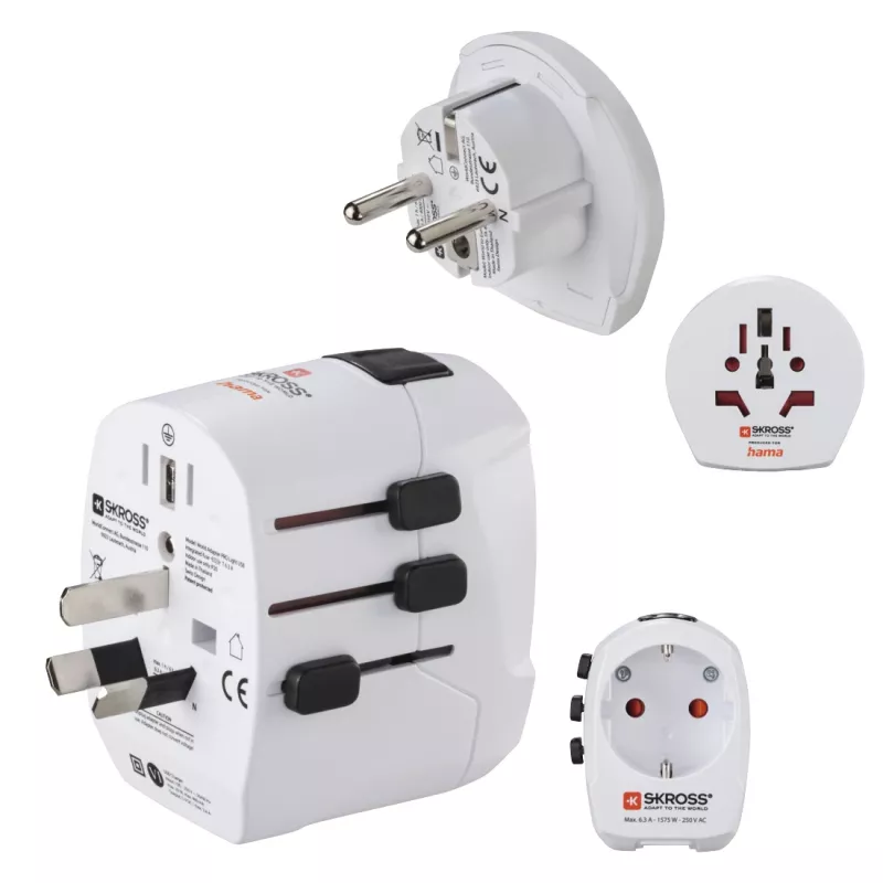 Hama World Travel Pro Light USB toiteadapter universaalne Valge