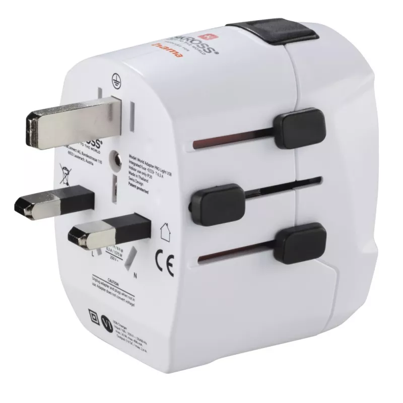 Hama World Travel Pro Light USB toiteadapter universaalne Valge