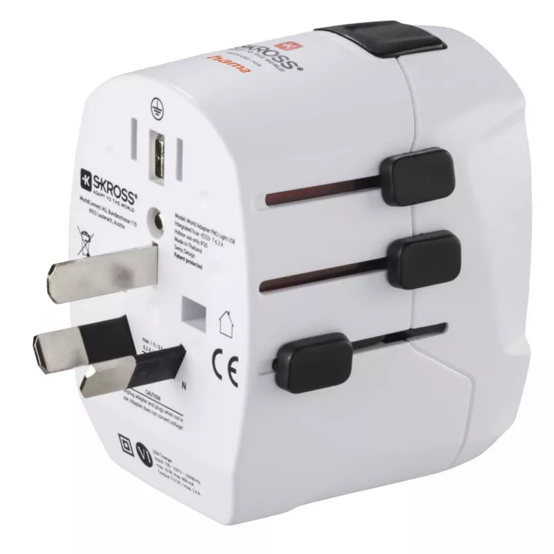 Hama World Travel Pro Light USB toiteadapter universaalne Valge