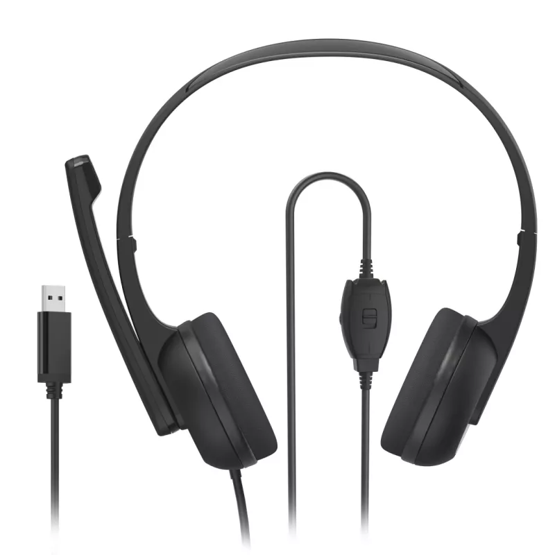 Hama HS-USB250 V2 Peakomplekt Juhtmega Peapael Kontor/Kõnekeskus USB Type-A Must