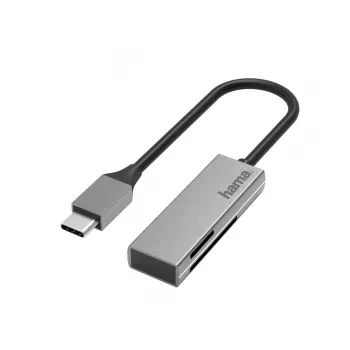 Kaardilugeja Hama 00200131 USB 3.2 Gen 1 USB-C hõbedane MicroSD SD