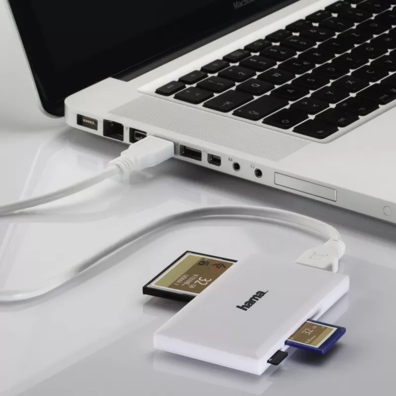 Hama USB 3.0 mitmekaardilugeja, SD/microSD/CF/MS, valge