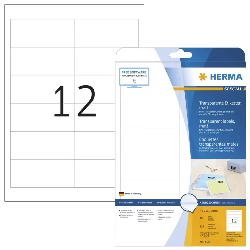 Isekleepuv silt HERMA 4586 Ümar ristkülik Läbipaistev