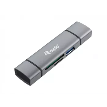 Equip kaardilugeja koos USB 3.0 jaoturi, OTG, MicroSD (TransFlash), MicroSDHC, SD, SDHC, hall, CE ja RoHS, USB 3.2 Gen 1 (3.1 Gen 1) Type-A/USB-C, 202 mm, 12 mm