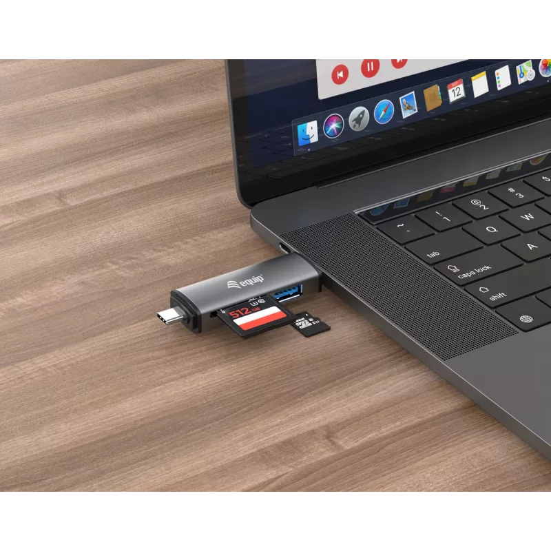Equip kaardilugeja koos USB 3.0 jaoturi, OTG, MicroSD (TransFlash), MicroSDHC, SD, SDHC, hall, CE ja RoHS, USB 3.2 Gen 1 (3.1 Gen 1) Type-A/USB-C, 202 mm, 12 mm