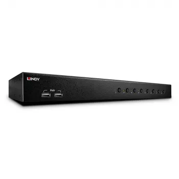 Lindy 8-pordiline DVI-I Single Link, USB 2.0 ja audio KVM-lüliti Pro
