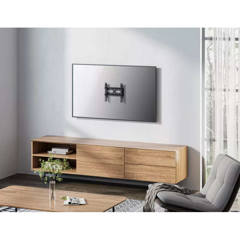 Manhattan seinale kinnitus TV-le ja monitoridele (fikseeritud üliõhuke), ekraanidele 23 tolli kuni 42 tolli, VESA ühilduvus: kõik vahemikus 75x75 mm kuni 200x200 mm - kontrollige nelja kinnitusava mõõtmeid ekraani tagaküljel, et veenduda sobivuses, max 45 kg, must, kronstein