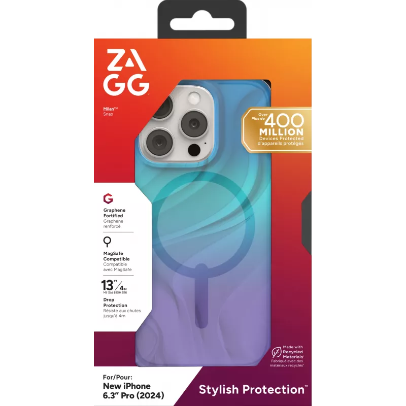 ZAGG Cases Milan Snap Apple iPhone 16 Pro Deep Aurora, kate, Apple, iPhone 16 Pro, 16 cm (6,3 tolli), sinine, lilla