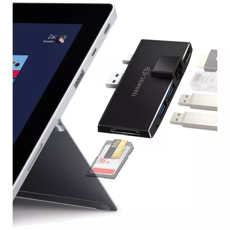 USB-jaotur Terratec CONNECT Pro2 juhtmega USB 3.2 Gen 1 must