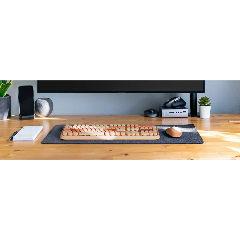 KeySonic KSKM-8200M-RF (DE) klaviatuur Hiir kaasas Kontor Raadiosagedus Juhtmevaba QWERTZ Saksa Beež, Pruun, Roosa