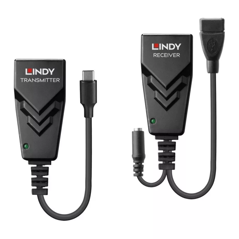 Lindy 100m USB 2.0 Type C Cat.6 pikendaja, võrgusaatja ja -vastuvõtja, 100 m, 480 Mbit/s, Cat5e, Cat6, CH317Q, CH9317, RTL8211E, must