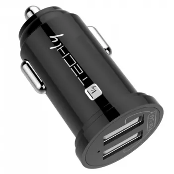 Techly Mini autolaadija 2 USB-A porti 12W / 2,4A must, auto, sigaretisüütaja, 2,4 A, must