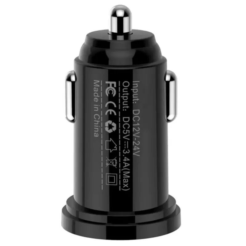 Techly Mini autolaadija 2 USB-A porti 12W / 2,4A must, auto, sigaretisüütaja, 2,4 A, must