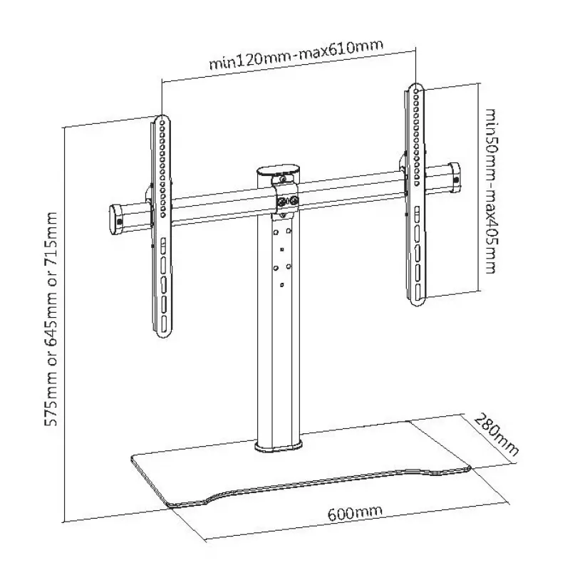 Equip 32-tolline kuni 55-tolline teleri lauajalg, 81,3 cm (32 tolli), 139,7 cm (55 tolli), 40 kg, 600 x 400 mm, klaas, metall, must