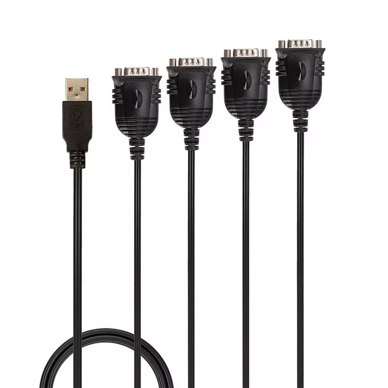 Lindy USB to 4 Port Serial Converter, must, 0,94 m, USB Type-A, DB-9, isane, isane