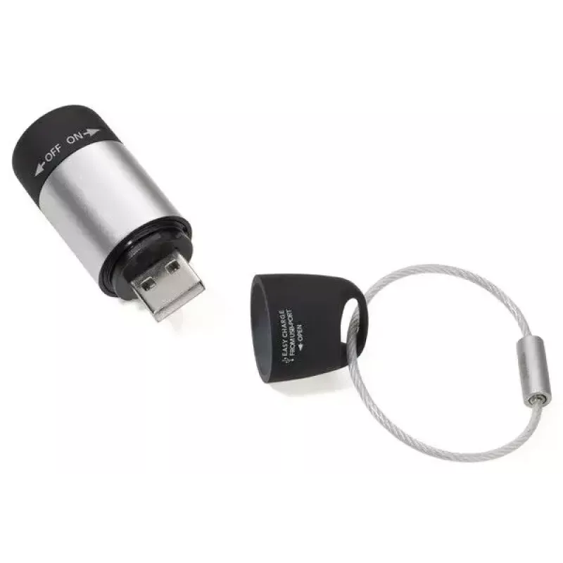 Võtmehoidjaga taskulamp TROIKA ECO CHARGE must hall LED USB