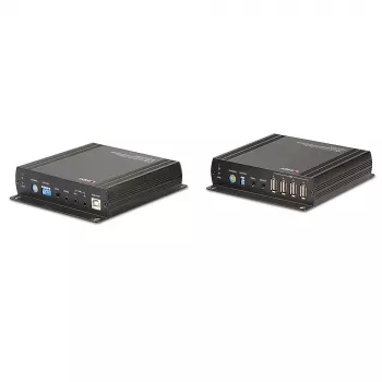 Lindy 140m Cat.6 DVI-D, USB, Audio ja RS-232 KVM-pikendaja, Saatja ja vastuvõtja, Juhtmega, 140 m, Cat6, 60 Hz, Must