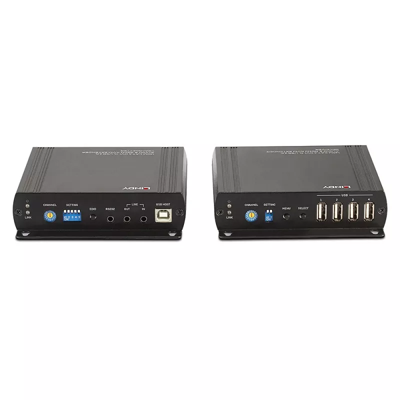 Lindy 140m Cat.6 DVI-D, USB, Audio ja RS-232 KVM-pikendaja, Saatja ja vastuvõtja, Juhtmega, 140 m, Cat6, 60 Hz, Must
