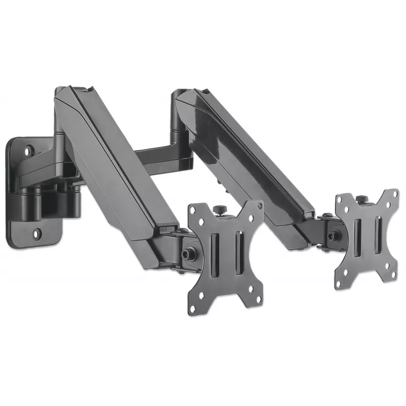 Manhattan Dual Wall Mount for TV & Monitors (Full Motion Gas Spring), For screens 17 inch to 32 inch, VESA Ühilduvus: 75x75mm and 100x100mm - check the dimensions of the four mounting holes on back of screen to ensure it fits, Max 8kg each, Must, Bracket