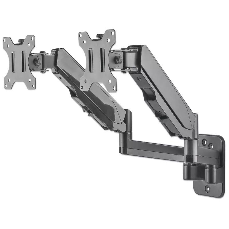 Manhattan Dual Wall Mount for TV & Monitors (Full Motion Gas Spring), For screens 17 inch to 32 inch, VESA Ühilduvus: 75x75mm and 100x100mm - check the dimensions of the four mounting holes on back of screen to ensure it fits, Max 8kg each, Must, Bracket