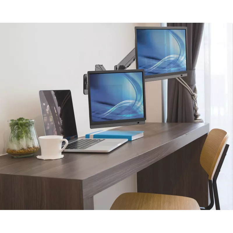 Manhattan Dual Wall Mount for TV & Monitors (Full Motion Gas Spring), For screens 17 inch to 32 inch, VESA Ühilduvus: 75x75mm and 100x100mm - check the dimensions of the four mounting holes on back of screen to ensure it fits, Max 8kg each, Must, Bracket