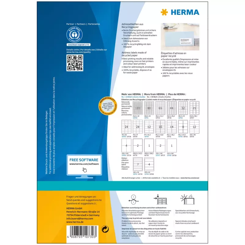 Isekleepuv printerisilt HERMA 10730 Valge 9,91x3,38 cm 1280 silti