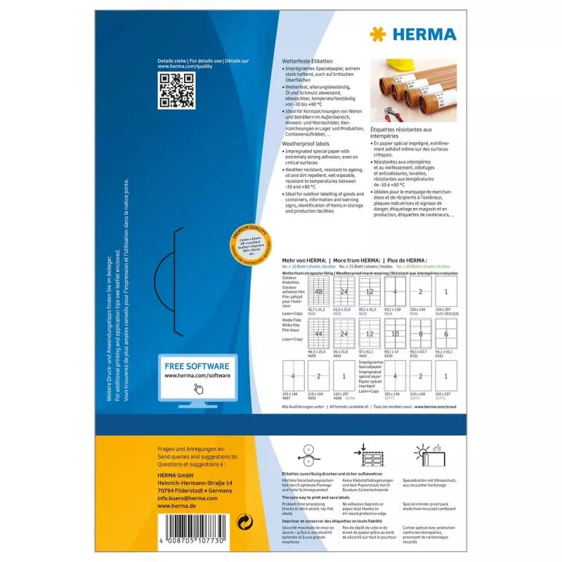 Isekleepuv printerisilt HERMA 10773 Valge 10,5x14,8 cm 320 silti