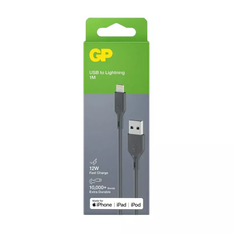 Kaabel GP Batteries CL1N 1m Lightning to USB A 12W 2,4A