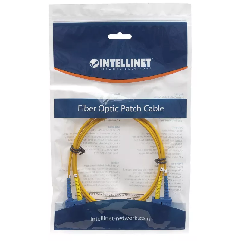 Intellinet fiiberoptiline patch-kaabel, OS2, SC/SC, 5 m, kollane, dupleks, single-mode, 9/125 µm, LSZH, fiiber, eluaegne garantii