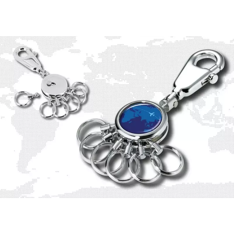 Võtmehoidja TROIKA AROUND THE WORLD sinine hõbedane metallist 25x90x9mm