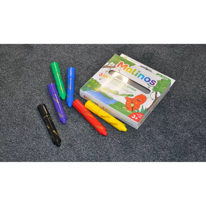 Crayon Malinos 301036 6 tk mitmevärviline Must Sinine Roheline Punane Violetne Kollane