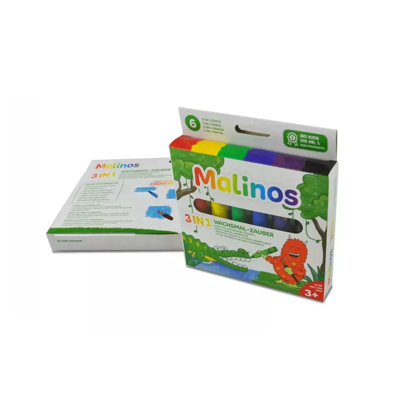 Crayon Malinos 301036 6 tk mitmevärviline Must Sinine Roheline Punane Violetne Kollane