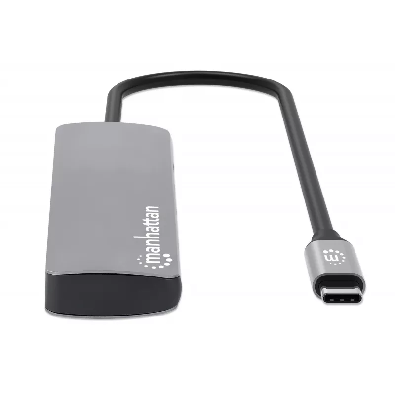 Manhattan USB-C dokk/jaotur kaardilugejaga, pordid (x7): Ethernet, HDMI, USB-A (x3) ja USB-C (x2), Power Delivery (PD) 100 W – vajab välist USB-C laadijat (ei ole kaasas). USB-toitega (välist toiteallikat pole vaja), kui PD ei ole kasutusel