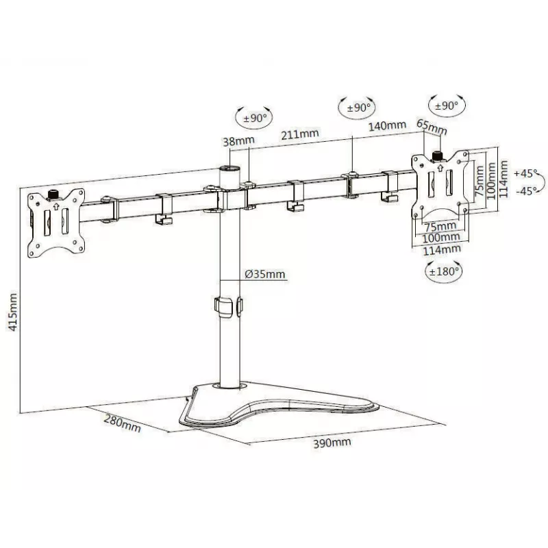 Equip 17 inch-32 inch Economy kahe monitori lauaalus