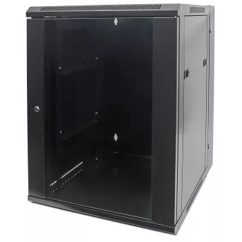 Intellinet 19-tolline seinakapp - seinale kinnitatav (kaheosaline hingedega väljapööratav), 15U, 550 mm sügav, must, kokkupandud, max 30 kg, pöördub välja, et pääseda ligi kapi tagaküljele seinale paigaldatuna, 19-tolline, kasutatav sügavus 425 mm, seinale kinnitamise osad ei kuulu komplekti