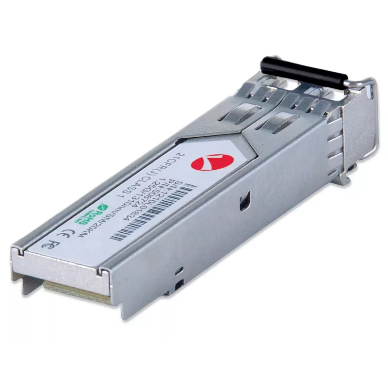 Intellinet transiiver Module Optical, Gigabit Fiber SFP Mini-GBIC, 1000Base-Lx (LC) Single-Mode Port, 20km, Wavelength 1310nm, Ethernet, Fibre, MSA Compliant, Equivalent to Cisco GLC-LH-SM, Three Year Warranty